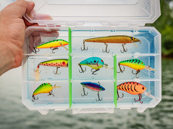 Acaigel Fishing Tackle Box 14 Compartments Fishing Lure Hook Storage Case Double Sided Organizer Box